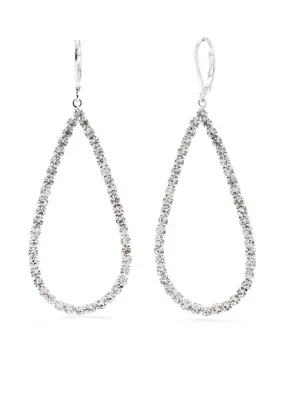 Silver-Tone Crystal Teardrop Drop Earrings