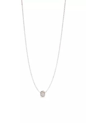 Silver-Tone Crystal Single Ball Drop Necklace