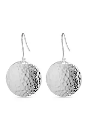 Belk Silverworks Fine Silver Plated Hammered Disk Drop Earrings