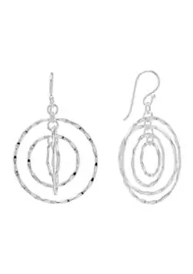 Belk Silverworks Fine Silver Plated 30mm Multi Textured Circle Drop Earrings