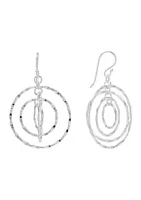 Belk Silverworks Fine Silver Plated 30mm Multi Textured Circle Drop Earrings