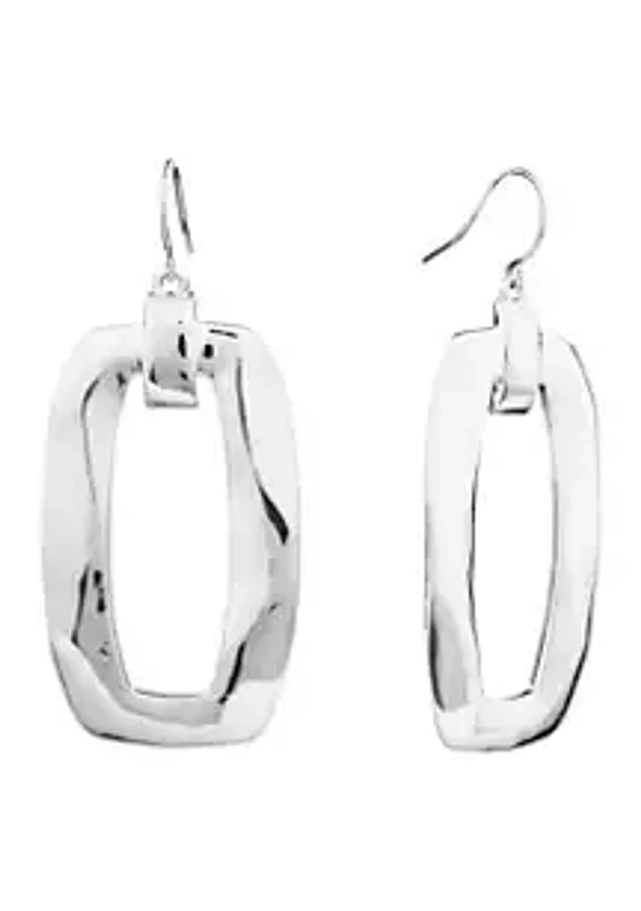 Belk Silverworks Silver Plated Large Soft Rectangular Drop Earrings