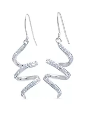 Belk Silverworks Silver-Plated Crystal Pave Spiral Drop Earring