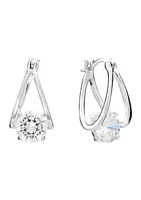 Belk Silverworks Silver Plated Cubic Zirconia Split Hoop Earrings