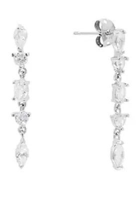 Belk Silverworks Silver Plated Cubic Zirconia Round and Marquise Post Drop Earrings