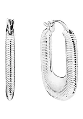 Belk Silverworks Silver Plated Textured Click Top Hoop Earrings
