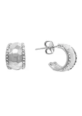 Belk Silverworks Silver Plated Crystal Chubby Post Hoop Earrings