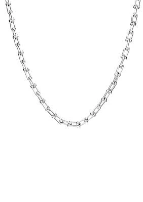 Silver Plated Horseshoe Link Chain Necklace