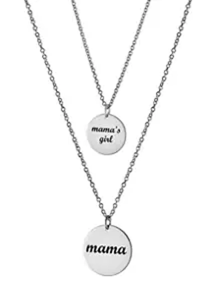 Belk Silverworks Boxed Fine Silver Plated 16+2" Mama and 14+2" Mama's Girl Necklace Set