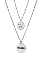 Belk Silverworks Boxed Fine Silver Plated 16+2" Mama and 14+2" Mama's Girl Necklace Set