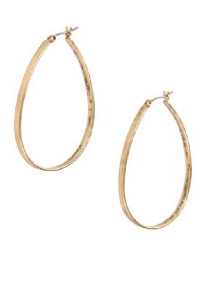 Vintage Silver-Tone Oblong Hoop Earring