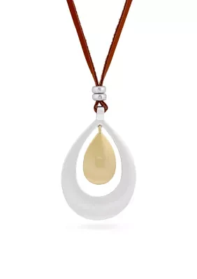 Two-Tone Teardrop Pendant Necklace