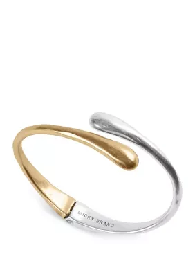 Two Tone Teardrop Hinge Cuff Bracelet