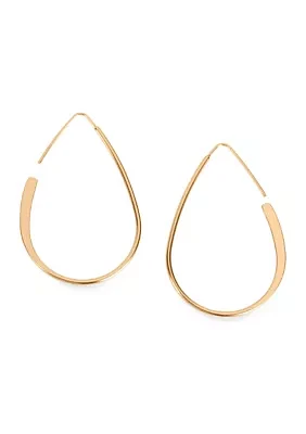 Gold Tone Threader Hoop Earrings