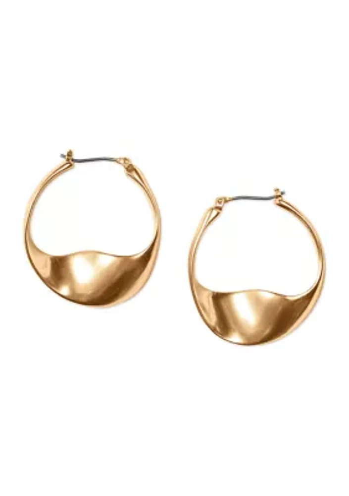 Gold-Tone Modern Twist Hoop Earrings