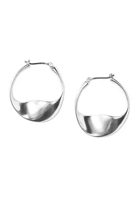 Silver-Tone Modern Twist Hoop Earrings