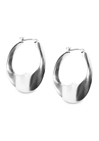 Silver-Tone Modern Twist Hoop Earrings