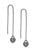 Ox Heart Lock Charm Threader Earrings