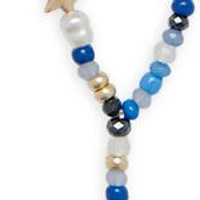 Pearl and Blue Beaded Celestial Y Necklace