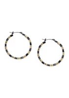 Chunky Two Tone Bar Hoop Earrings