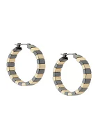 Chunky Two Tone Bar Hoop Earrings