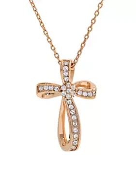 Belk Lab Created Clear Crystal Cross Necklace