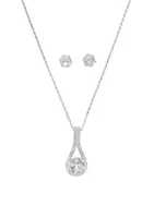 Belk Lab Created Cubic Zirconia Round Drop Pendant Necklace & Stud Earrings Set - Boxed