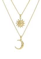 Sun and Moon Pendant Necklace Set 