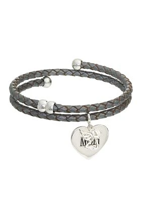 Gray Leather Mom Bracelet