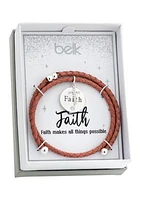 Burgundy Leather Faith Bracelet 