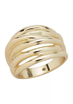 Gold-Tone Crystal Pavé Dome Band Boxed Ring