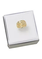 Gold-Tone Crystal Pavé Dome Band Boxed Ring