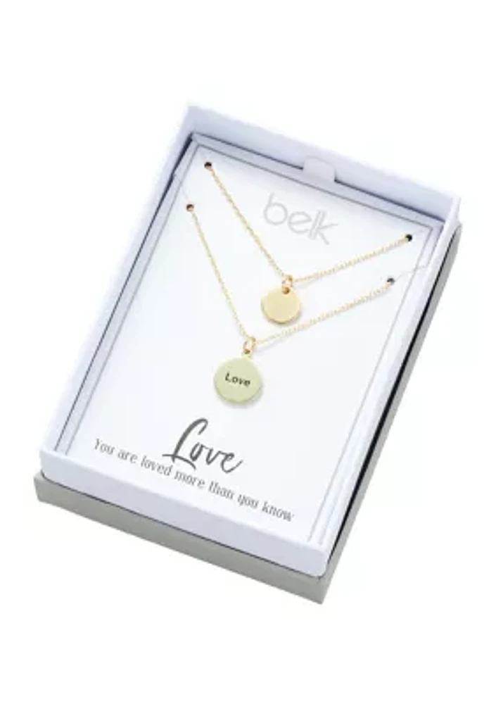 Lab Created Gold Tone Duo Love Pendant Necklace