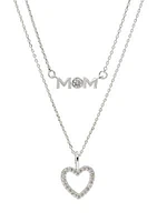 Lab Created Duo Mom and Heart Pendant