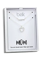 Lab Created Duo Mom and Heart Pendant