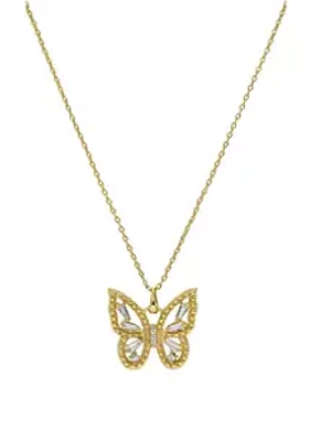 Belk Lab Created Gold Tone Cubic Zirconia Light Amy Butterfly Pendant Necklace