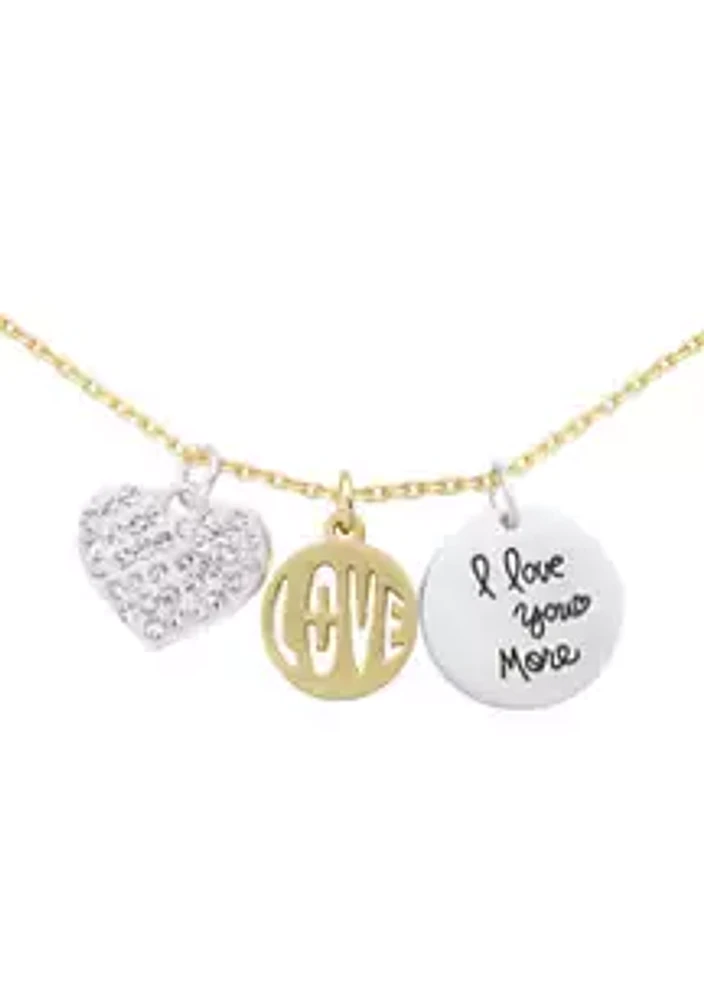 Belk Lab Created Love Pendant Triple Tone Necklace