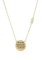 Silver-Tone Cubic Zirconia Mother and Daughter Pendant Necklace