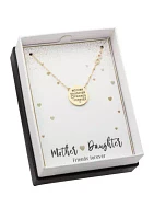 Silver-Tone Cubic Zirconia Mother and Daughter Pendant Necklace