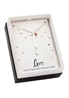 Silver-Tone Cubic Zirconia Bar Heart Necklace