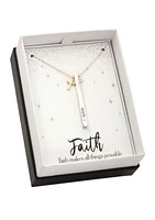 Silver-Tone Faith Bar Necklace