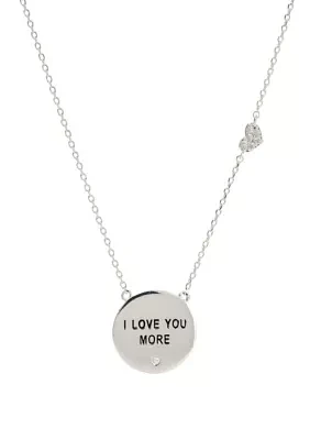 Silver-Tone I Love You More Cubic Zirconia Pendant Necklace