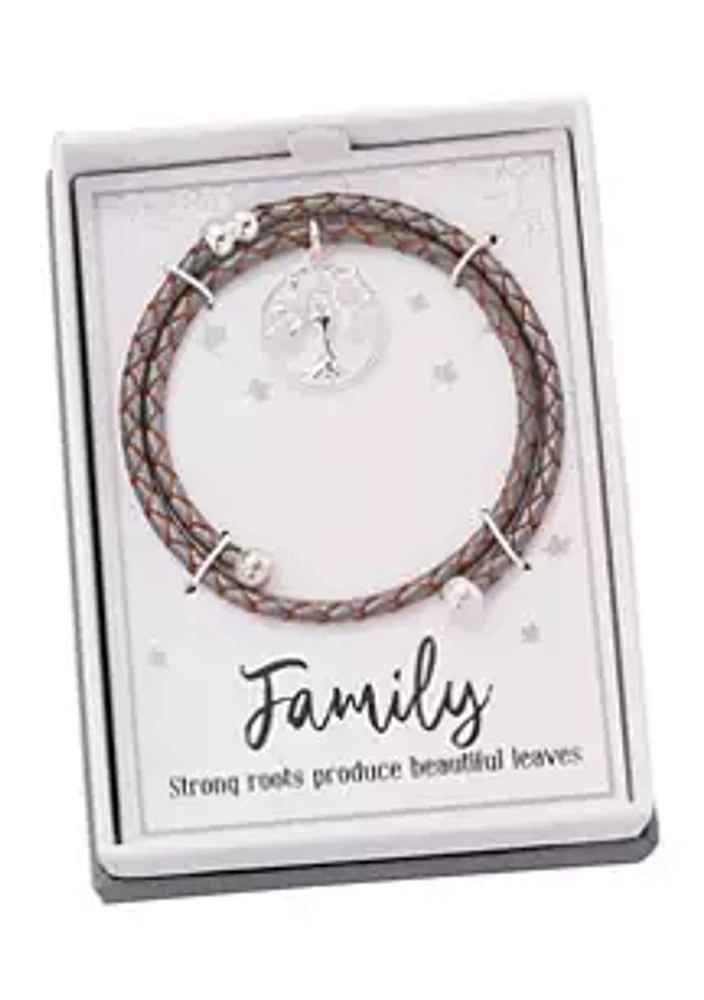 Belk Boxed Leather Bracelet with Tree of Life Charm
