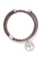 Boxed Leather Bracelet with Tree of Life Charm 