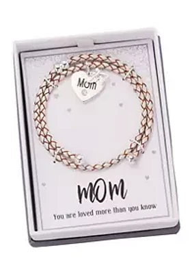 Belk Boxed Leather Bracelet with Mom Heart Charm