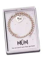 Belk Boxed Leather Bracelet with Mom Heart Charm