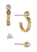 Gold Plated Daylight Hoop and Stud Earrings Set