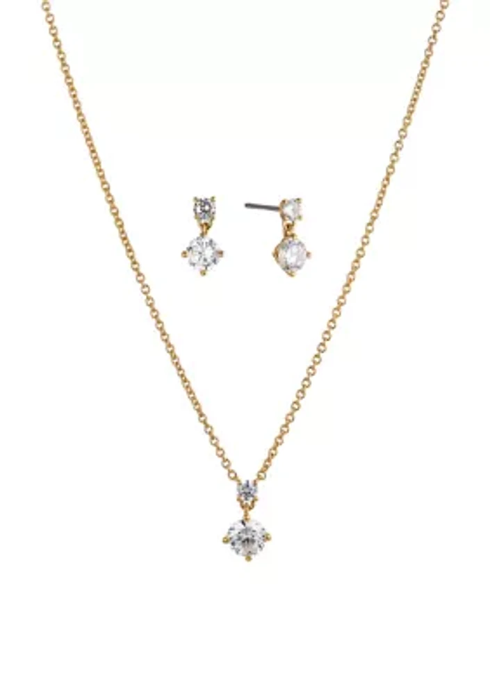 Lab Grown Bridesmaid Solitaire Earrings and Necklace Set