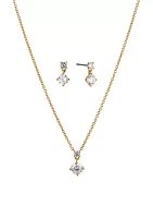 Lab Grown Bridesmaid Solitaire Earrings and Necklace Set