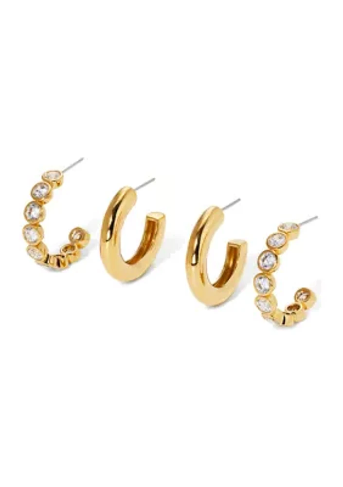 Lab Grown Farrah Bezel Hoop Earring Set